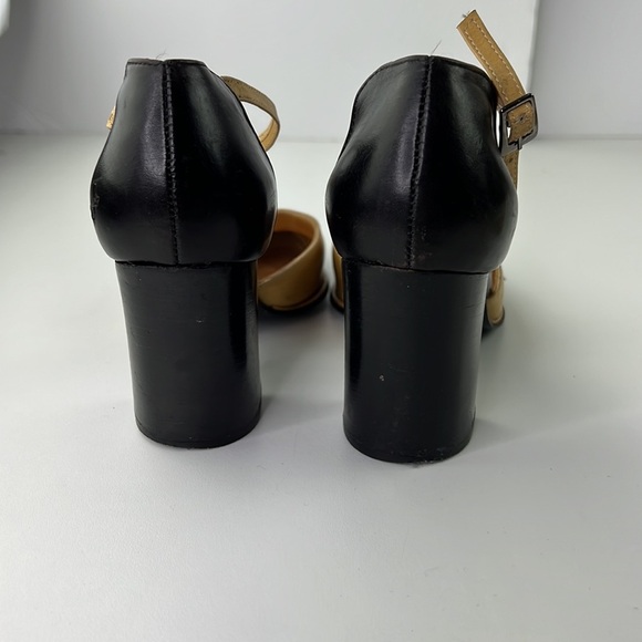 Vintage Robert Clergerie Paris leather two-tone pumps with chunky heel - Picture 4 of 10